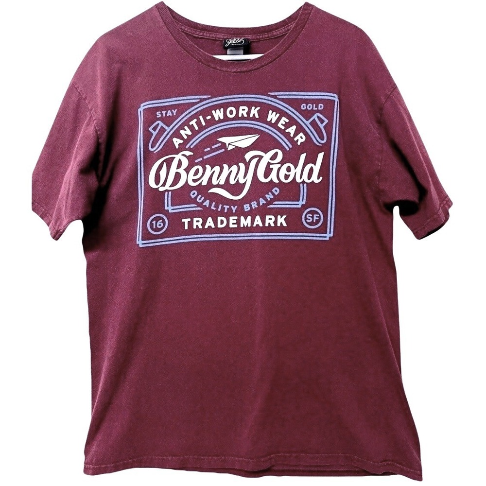 Benny Gold Anti-Work Wear Tradework T-Shirt Size L Burgundy Casual‎ Tee